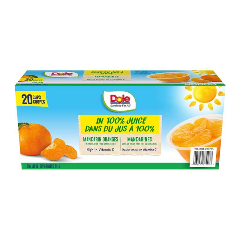 Dole Mandarin Oranges Fruit Cups in Juice 20 × 107 mL