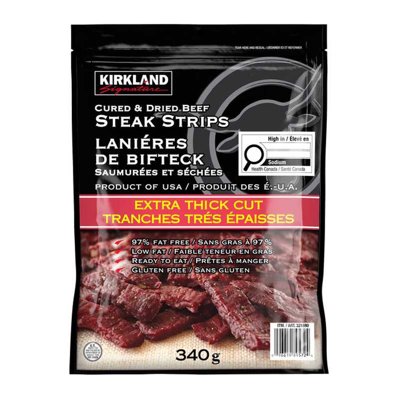 Kirkland Dried Beef Steak Strips Extra Thick Cut 340 g