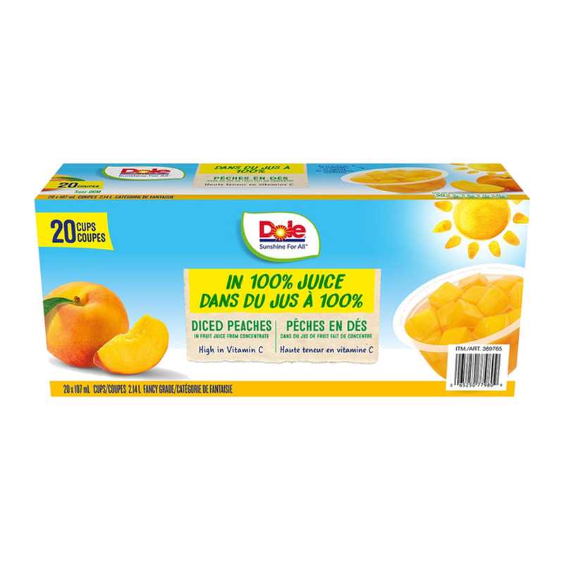 Dole Diced Peaches in Juice 20 × 107 mL