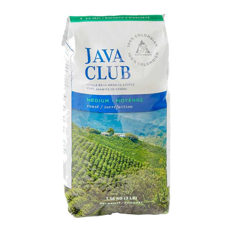 Java Club Whole Bean Arabica Coffee Medium Roast 1.36 kg