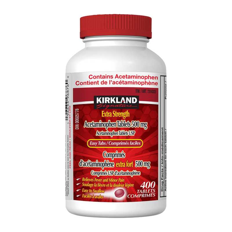 Kirkland Extra Strength Acetaminophen 500 MG 400 Easy Tabs